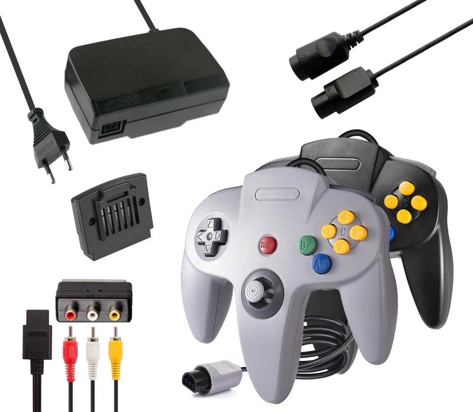 N64 / Nintendo 64 Zubehör-Set Auswahl 🤔🆕✅ Controller Netzteil AV-Kabel Jumper