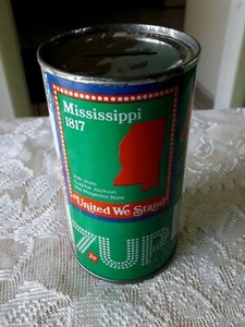 MISSISSIPPI VINTAGE 7-UP SODA CAN BANK * BICENTENNIAL 1976 STEEL CAN * - Bild 1 von 7