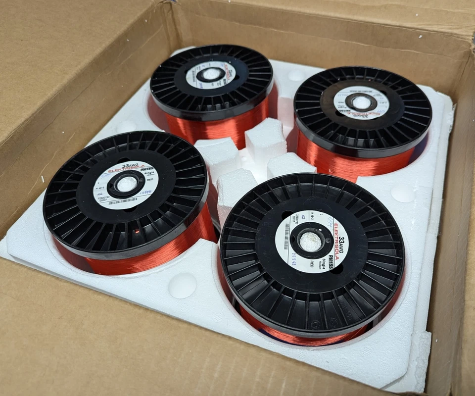 ELEKTRISOLA PN155 Magnet Wire Red 33AWG Copper 4 Spools 65lbs Polysol-N 155 NEW - Image 1 of 4