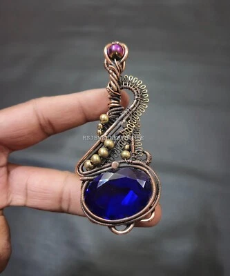 Faceted Tanzanite Pendant Copper Wire Wrapped Pendant Tanzanite Gemstone Pendant - Image 1 of 4