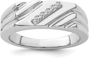 CUSTOM/ Moissanite Men's Wedding Band 0.20 Ct Round Cut Solid 10K White Gold - Picture 1 of 7