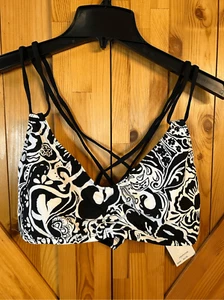 Chaps Swimsuit Top Size 16 nwt Black White (0822) - Picture 1 of 4