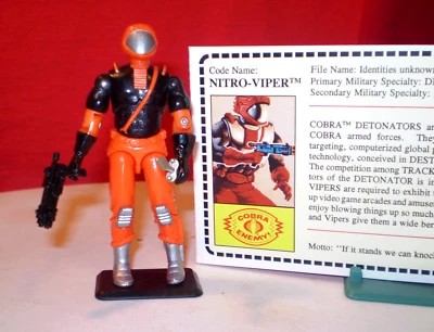 1993 GI JOE COBRA ДЕТОНАТОР ДРАЙВЕР NITRO-VIPER 100% + РЕДКАЯ КАРТОТЕКА ARAH ВИНТАЖНЫЙ - Изображение 1 из 4
