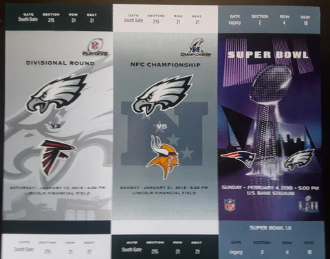 Philadelphia Eagles Replica SUPER BOWL 52 TICKET STUB Playoff Strip Vikings Pats Cover