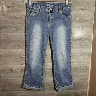 Pantalones de mezclilla Apollo Capris de colección para mujer talla 9/10 neón verde lima costuras Y2K hechos en EE. UU. Foto 1 de 4