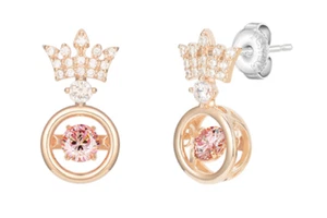 J.Estina Mioello Silver Earrings JJT1EQ9AS400SR000 Silver 925 Rose Gold Cubic Zi - Picture 1 of 7