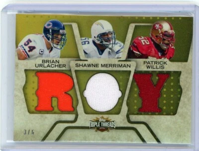 2008 Topps Triple Threads Triple Relic Brian Urlacher Pattrick Willis No 3 of 6 - Image 1 of 2