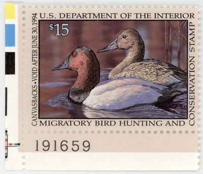 US Scott #RW60 Margin/Plate # | Mint NH | VF Very Fine - Image 1 of 2