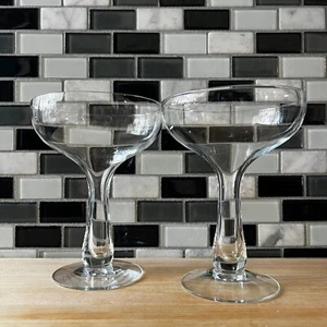 Hollow Stem Coupe Glasses Cocktail Champagne Glasses Vintage Barware Set of 2 - Picture 1 of 6