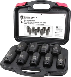 Powerbuilt 9 Piece Deluxe Axle Nut Socket Set, Tools for Removing Front Wheel Ax - Picture 1 of 12