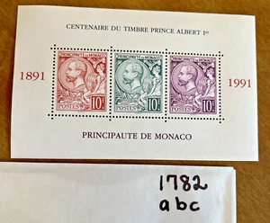 Stamps-MONACO, MNH, #1782 a b c  PRINCE ALBERT MINIATURE SHEET (1891)- SEE DESC. - Picture 1 of 1