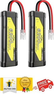 7.2V 6200Mah NIMH Battery for RC Cars, 6-Cell Flat Rechargeable Battery Pack - Picture 1 of 8