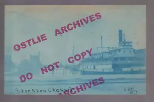 Stockton CALIFORNIA RPPC 1906 STEAMBOAT Steamer HARBOR CHANNEL Cyanotype CA - Picture 1 of 3