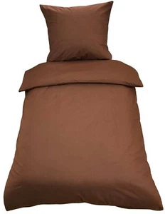 2 tlg Uni Bettwäsche 135 x 200 cm braun Einfarbig Renforce Baumwolle NEU - Bild 1 von 10