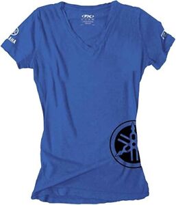 Factory Effex Women's Yamaha V-Neck T-Shirt - Royal Blue (Size S) 17-87240