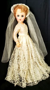 VINTAGE 1960'S -FASHION BRIDE DOLL- VINYL + HARD PLASTIC 18"H - MARKED - Picture 1 of 22
