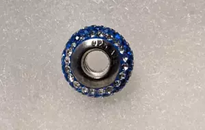 New Pandora Dark Blue & White Striped Rhinestone Bead - BEAUTIFUL!!! - Picture 1 of 3