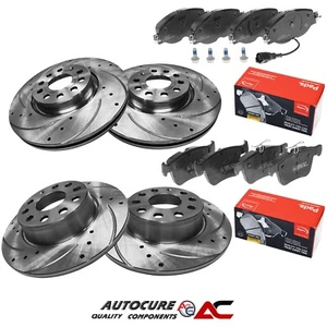JUEGO DE DISCOS PERFORADOS Y RANURADOS DELANTEROS Y TRASEROS PARA VW GOLF MK7 CON ALMOHADILLAS APEC - Imagen 1 de 1