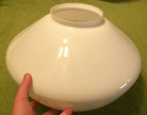 Large Antique Milk Glass School House Light Fixture Mid-Century Decor 12" Tall Cover