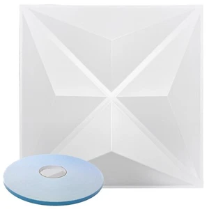 Star Textured Premium PVC 3d Wall Tile Panel 19.7" x 19.7" Pack of 12 White - Picture 1 of 221