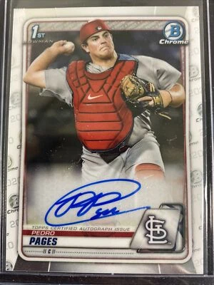 2020 BOWMAN CHROME PEDRO PAGES ROOKIE PROSPECT AUTO CARDINALS CPA-PP 1st - Image 1 of 2