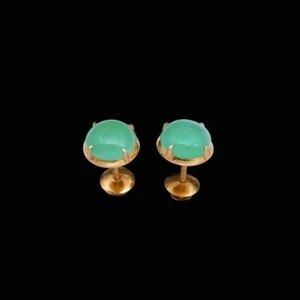 20k Gold Earrings with Jade. - Picture 1 of 5