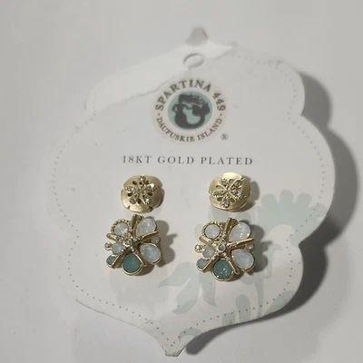 Juego de aretes Spartina 449 enchapados en oro de 18 quilates dólar de arena/estrella de mar Foto 1 de 3