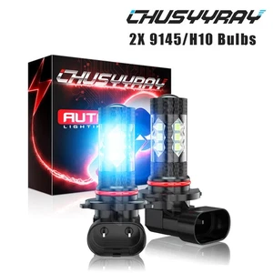 Pair H10 LED Fog Driving Light Bulbs Kit 9005 9145 9140 Blue 8000K Super Bright - Picture 1 of 13