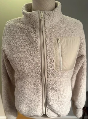 Athleta Girl - So Toasty Tugga Sherpa Jacket Cream Zip  - Size Large (12) - Image 1 of 4