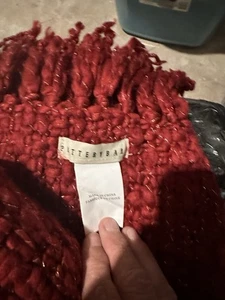 Pottery Barn Fringe Christmas Red Glitter Excellent Condition Throw 50" × 60" - Picture 1 of 2
