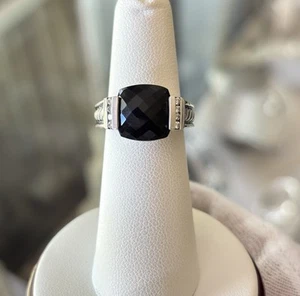 David Yurman Deco Cable Ring with Black Onyx & Diamonds 5 - Picture 1 of 9