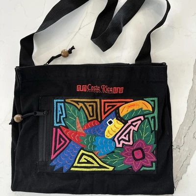 Bolso Mensajero Costa Rica Lona Bordado Tucán  Foto 1 de 4