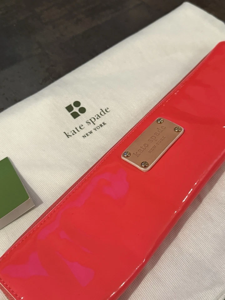 Fab Kate Spade New York ‘Lalla’ Hot/Neon Pink Patent Leather Clutch Baguette - Image 1 of 4
