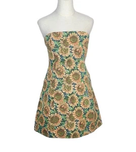Mini Vestido Klesis Sin Tirantes Girasol Jacquard Jardín Fiesta Grandmacore Talla L - Imagen 1 de 9