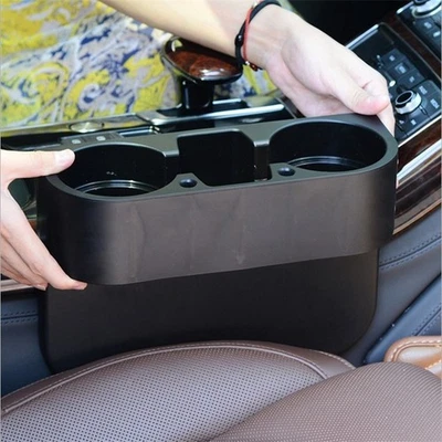Black Drink Cup Holder Phone Pen Card Storage Box Holder Mount For Car Seat Gap - Image 1 of 4