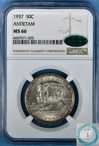 1937 Antietam Commemorative 50c NGC MS 66 w/CAC - Lovely & Frosty Patina - Picture 1 of 16
