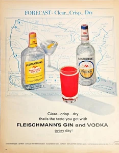 Fleischmann's Distilled Dry Gin & Vodka Clear Crisp Dry 1964 Vintage Print Ad - Bild 1 von 1