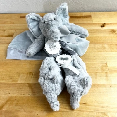 Mudpie Elephants Lovey & Booties Plush Set 0-12 Months Baby Shower Gift NEW - Image 1 of 4