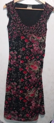 Byer Too! Women's Size Medium Black Sleeveless Floral Print Dress - Image 1 of 2