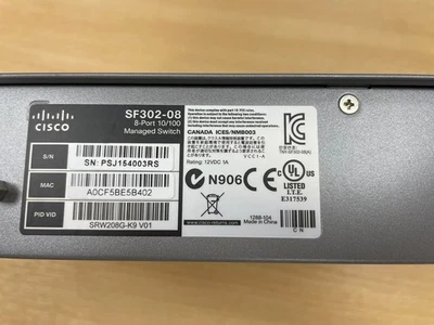 Cisco SF302-08 8-Port 10/100 Managed Switch - No PSU - Image 1 of 4