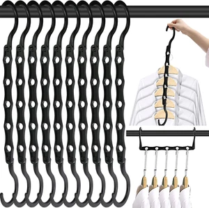 10 PCS Space Saving Hangers, 5-Hole Magic Hangers - Sturdy Plastic Hanger, Close - Picture 1 of 12