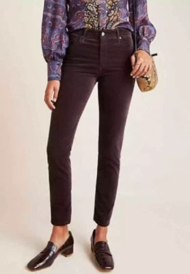 Pantalón al tobillo AG Anthropologie Stevie de tiro alto en terciopelo talla 28 ciruela ajustado Foto 1 de 4