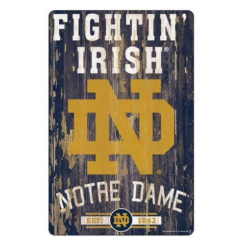 Notre Dame Fighting Irish 11"x17" Wood Sign Slogan Design [NEW] NCAA Banner Wall Cover