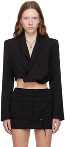 Jacquemus La Veste Bahia Cropped Wool Blazer Jacket in Black Size 2 US / 34 FR - Picture 1 of 8