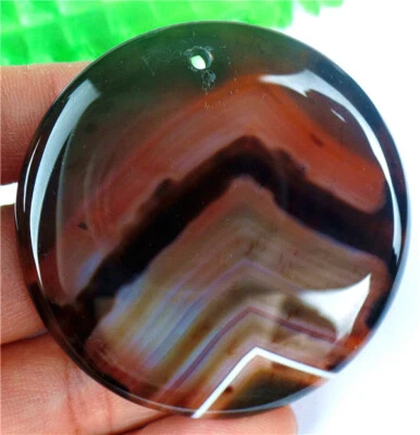 Colgante redondo de ágata ónix rayas marrones y negras 51x6 mm AD66349 Foto 1 de 3