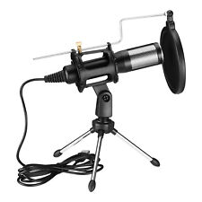 USB Condenser Microphone w/ Tripod Stand For Game Chat Audio Recording Computer