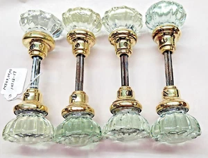 Door Knobs, Vtg (4) Glass & Brass Door knobs sets ( Great 4 Restoration Project) - Picture 1 of 5