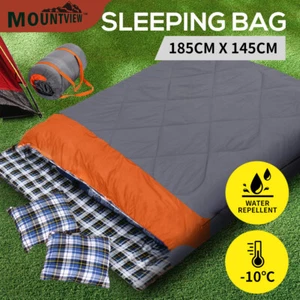 Mountview Double Sleeping Bag Bags Outdoor Camping Hiking Pillow -10℃ Thermal - Picture 1 of 12
