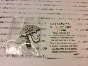 RAINDROPS & RAINBOW CHARM New w/tag Umbrella w/Tent Card "Make a Splash" - Picture 1 of 2