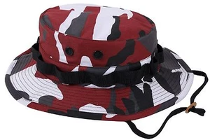 Red & Black Camouflage Boonie Bucket Hat w/ Chin Strap Rothco 5548 - Picture 1 of 2
